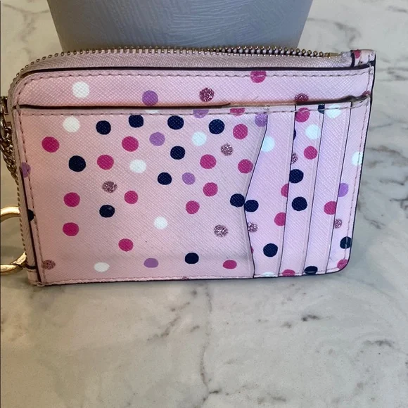 Kate Spade Pink Polka Dot Wallet card and coin wallet. - Picture 2 of 8